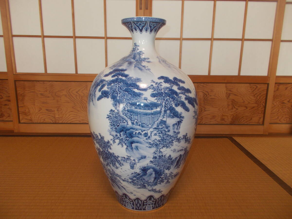 Yahoo!オークション -「有田焼 飾壺」(染付) (伊万里、有田)の Yahoo!オークション -「有田焼 飾壺」(染付) (伊万里、有田)の