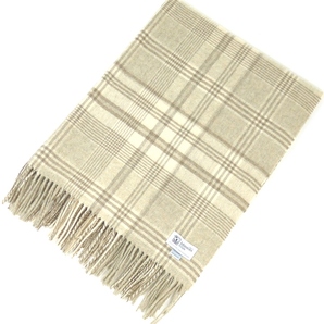JOHNSTONS ジョンストンズ カシミヤストール バロック チェック アイボリー・ベージュ系 Drawer フリンジ マフラー カシミア