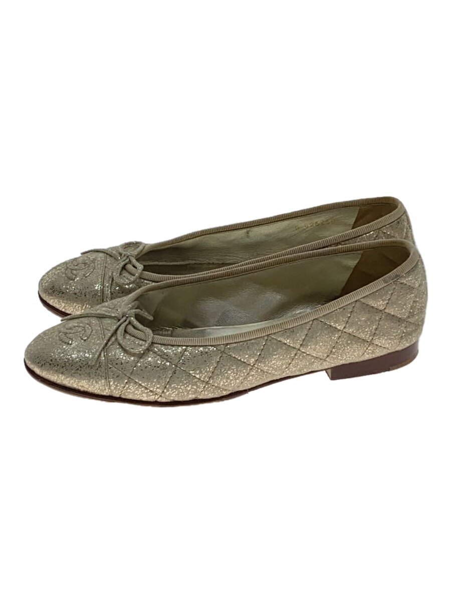 CHANEL◆フラットパンプス/36.5/GLD/G26250//