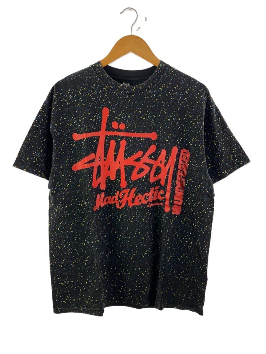 STUSSY◆Tシャツ/L/コットン/BLK/総柄//