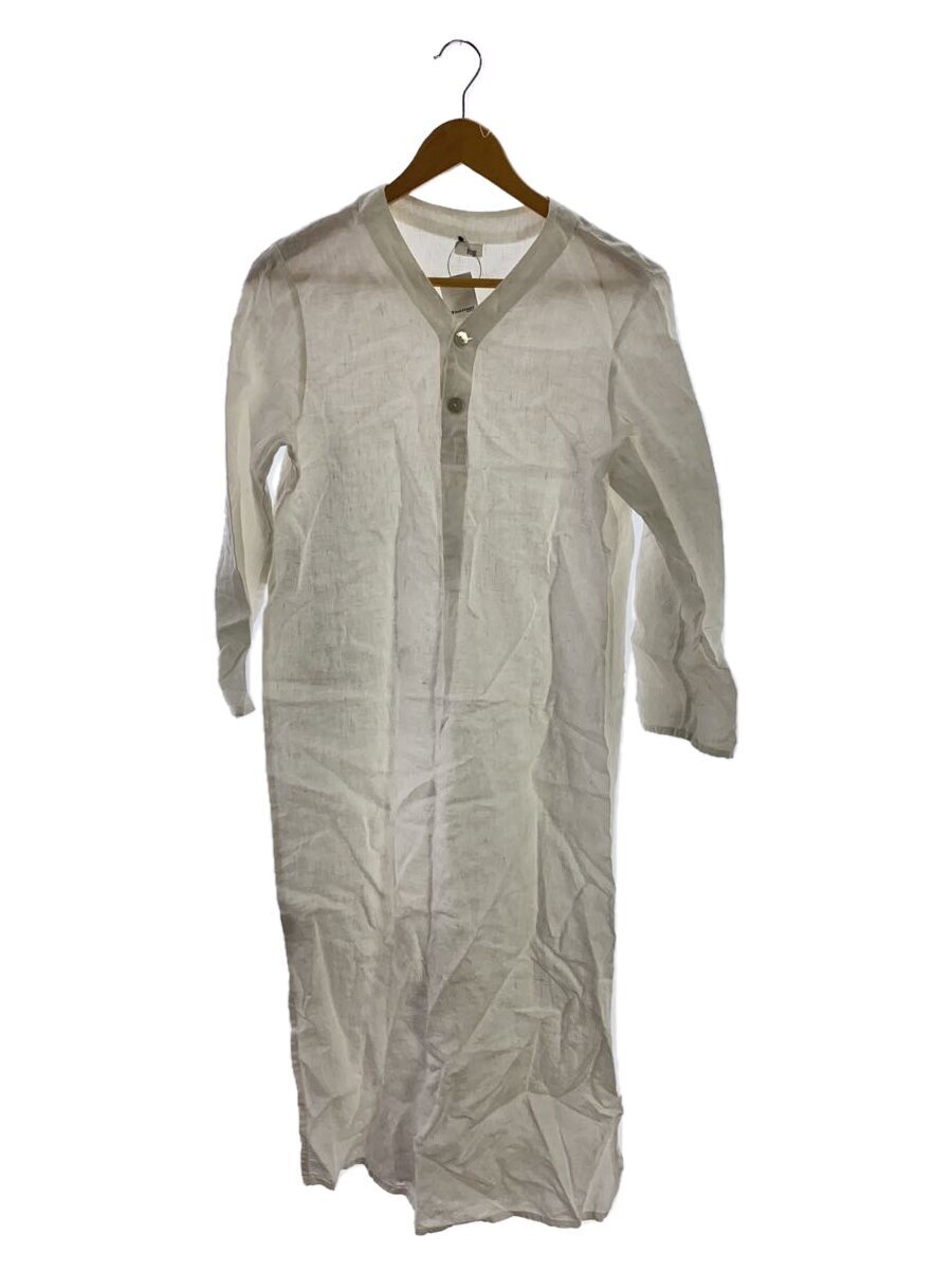 fog linen work◆長袖ワンピース/FREE/リネン/WHT/無地