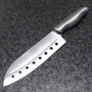 三徳包丁 刃長160mm 全長275mm ステンレス包丁 穴あき 右側食材剥がし