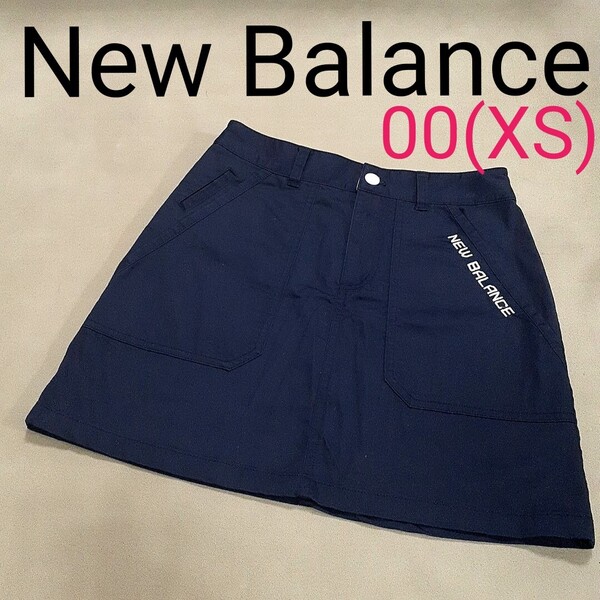 【超美品】New Balance ニューバランス スカート ストレッチスカート ゴルフ ストレッチ レディース00 XS 濃紺 ロゴ刺繍 ミニスカート
