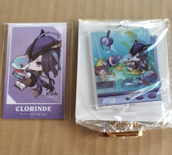 ■非売品■ 原神 GiGO ギゴ 水花舞う遊宴へ アクリルチャーム チャーム オリジナルカード カード クロリンデ clorinde