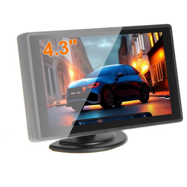 4.3インチ 軽量 TFT液晶モニター 2系統の映像入力 防犯カメラ用 簡単取付 車載モニター
