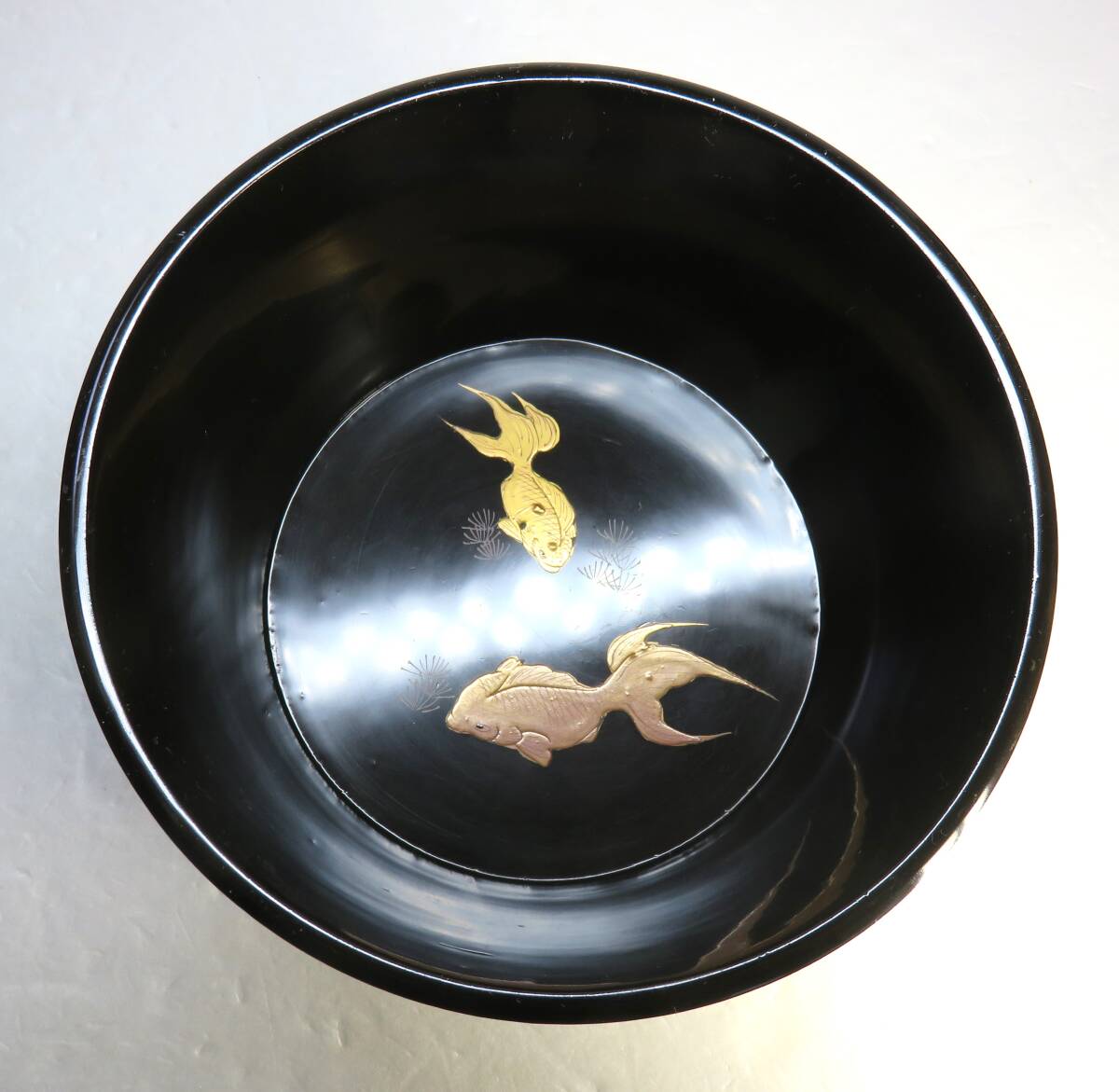 時代物 木製描金魚藻文蒔絵喰籠 菓子器 約直径32cm 漆器 骨董