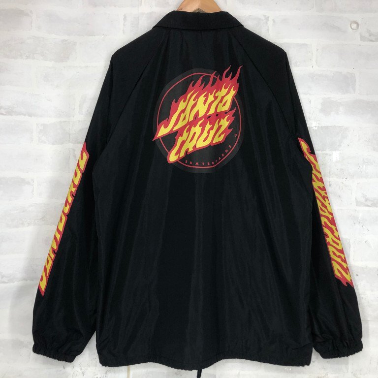 SANTA CRUZ サンタクルーズ ムラスポ限定 コーチジャケット FLAMING DOT 50283101 SIZE: XL ブラック MH632025010601