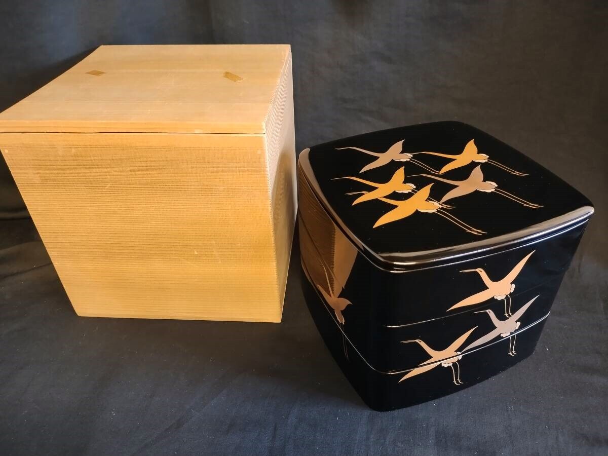 正倉院鳳凰 三段重 重箱 漆器 蒔絵 新品 未使用 おせち料理