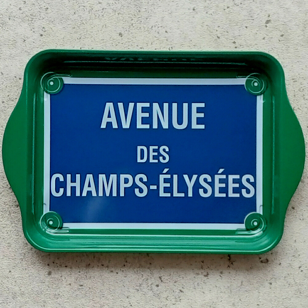 日本未発売 シャンゼリゼ大通り ストリート・プレート トレー 皿 看板 AVENUE des CHAMPS ELYSEES パリ フランス 送料無料★
