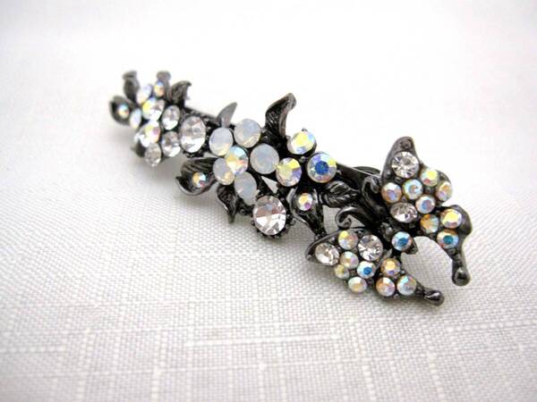 美品 ミニバレッタ クリア系 *ヘアアクセサリー*きらきら*髪飾り*和装*女子会*夜会巻き*ダンス*スワロ*<250112-2>