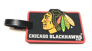 ☆希少!NHL ナショナルホッケーリーグ Chicago Blackhawks「シカゴ ブラックホークス ブラック ラゲッジ バッグタグ」ラバー製 ネームタグ