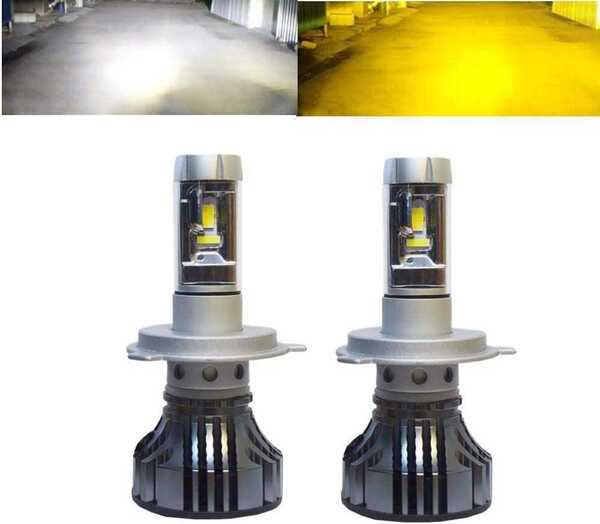 LEDh4 hilo ロービーム走行中白・黄色切替可 360度角度調整可 フォグランプ 爆光 led h8 h9 h11 h16イエロー系 黄色系 バルブ h4