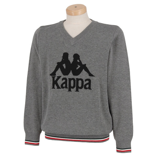 送料無料◆新品◆Kappa GOLF ビッグロゴ Vネック セーター◆(O)◆KGA52SW04-HEGR◆カッパ ゴルフ ITALIA