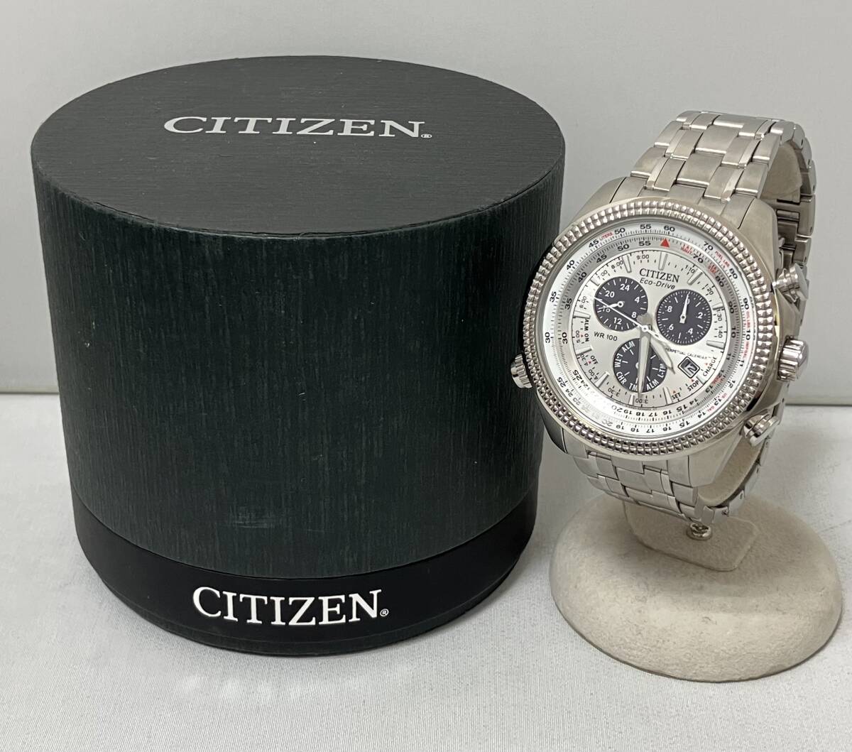 極美品【稼働品】CITIZEN シチズン E820 ブラック シルバー ソーラー