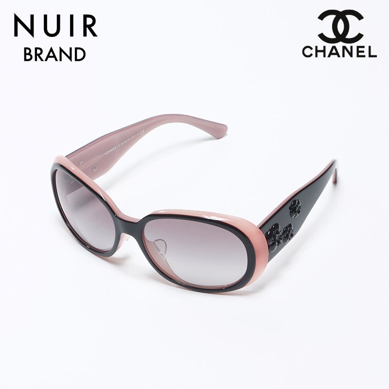 シャネル CHANEL サングラス カメリア バイカラー ピンク ブラック