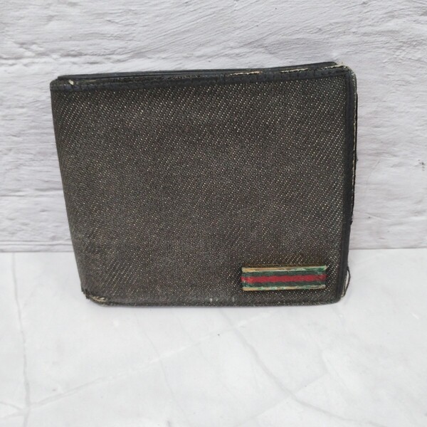 GUCCI 二つ折り財布 小銭入れあり グッチ グレー系 メンズ ウォレット キャンバス 送料無料