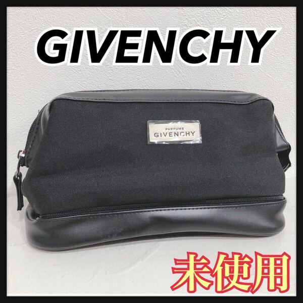 ☆未使用☆ GIVENCHY PARFUMS ジバンシー ポーチ 化粧ポーチ ブラック 黒 ナイロン シンプル 無地 レディース 送料無料