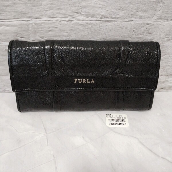 FURLA 長財布 レザー 二つ折り ブラック 小銭入れあり ロングウォレット レディース 送料無料 フルラ L字ファスナー