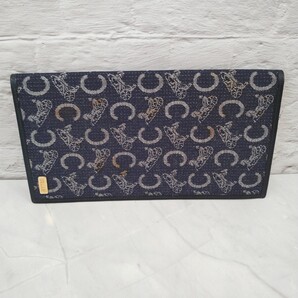 CELINE 長財布 二つ折り札入れ Cロゴ 馬車柄 キャンバス×レザー メンズ ネイビー セリーヌ 送料無料