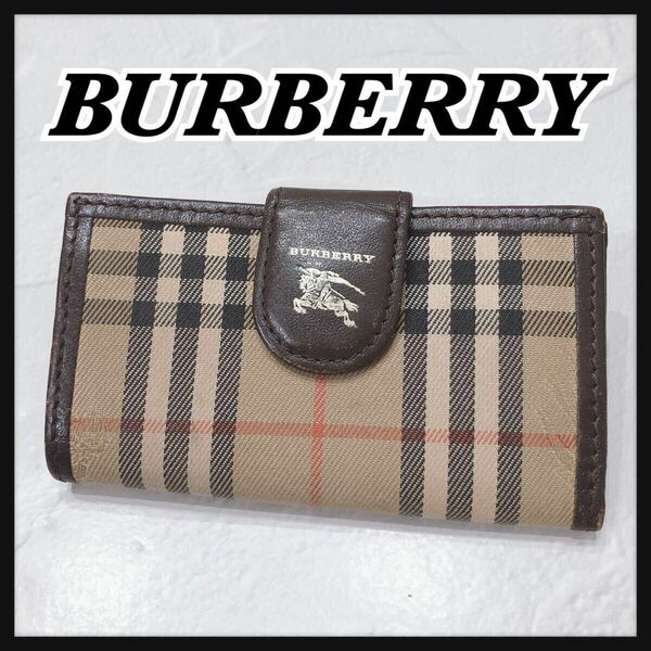 ☆BURBERRY☆ バーバリー キーケース 4連 チェック ベージュ ブラウン コットン レザー ゴールド金具 レディース 送料無料