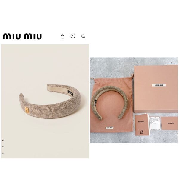 2024AW MIU MIU ミュウミュウ シェブロンウールヘッドバンド カチューシャ 5IH025_2CSI_F0241 新品未使用 miumiu