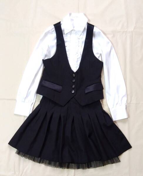 CHOPIN deux ショパン 160cm 女の子 フォーマル スーツ 上下 3点 セットアップ ベストジャケット スカート ブラウス 卒業式 7358