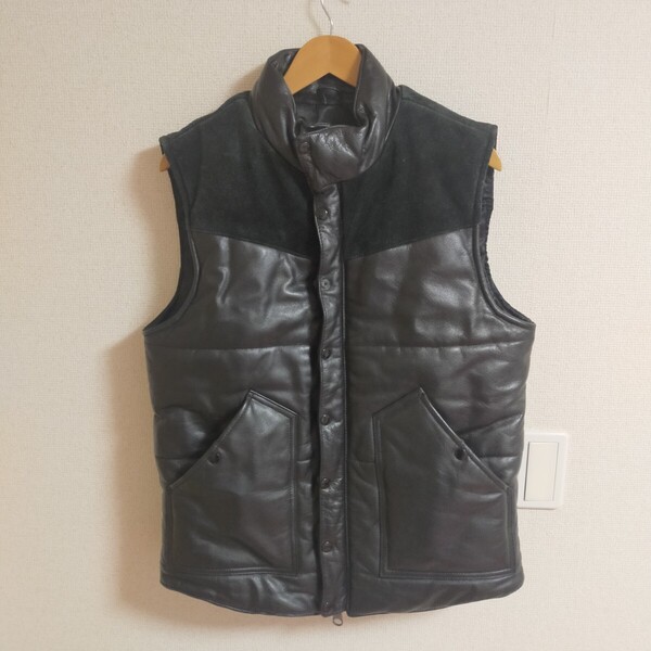 63LEATHERS 63レザーズ オールレザー 中綿レザーベスト 本革 FARMER’S ファーマーズ オリジナルブランド M ブラック(黒)