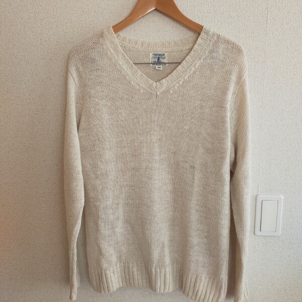 THE REAL McCOY'S リアルマッコイズ LFW8576 LIGHTHOUSE JOE MCCOY ジョーマッコイ リネン Vネック サマーニット セーター 38 アイボリー