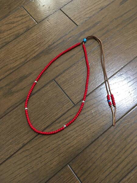 ホワイトハーツ ハンドメイド ビーズネックレス シルバー インディアンジュエリー ネイティブアメリカン