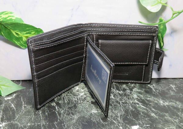 牛革メンズ 財布 、コンパクト財布、小銭入れ、*新品*当日発送(ブラック)