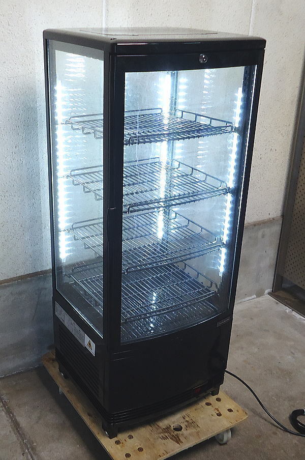 レマコム冷蔵ショーケース 98L □□美品☆レマコム 4面ガラス冷蔵ショーケース☆前開きタイプ