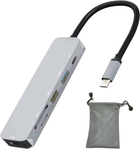USB C ハブ USBハブ マルチポート C アダプター 6in1 USB ハブ 4K@30 Type c データ転送ポート (Gray)
