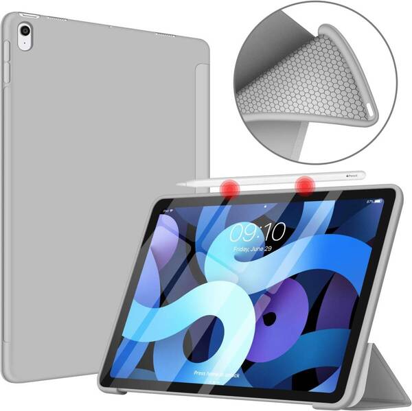 iPad 第10世代ケース10.9インチ2022年発売iPad第十世代カバー 三つ折りケース オートスリープ機能 落下防止 精密設計 (グレー)