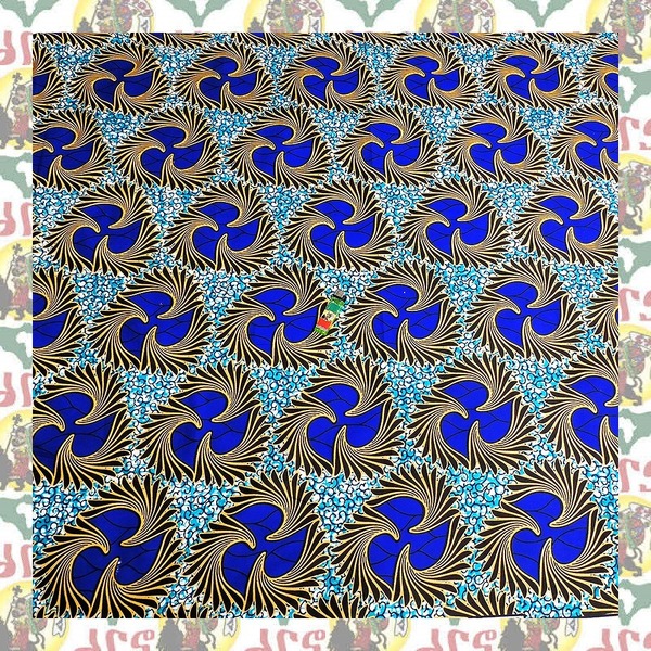 【SALE/270cm x 110cm/3ヤード】アフリカンプリント生地 barg-q31 アフリカ布 アフリカ生地 ゴールドプリント アンカラ キテンゲ パーニュ