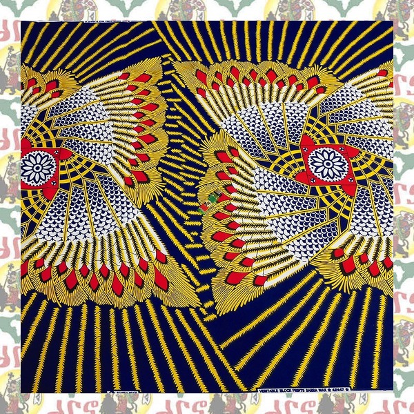 【SALE/270cm x 110cm/3ヤード】アフリカンプリント生地 barg-q93 アフリカ布 アフリカ生地 ゴールドプリント アンカラ キテンゲ パーニュ