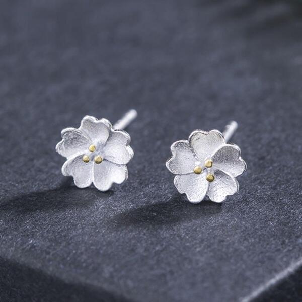 N5940シルバー925ピアス 花形ピアス 桜モチーフピアス レディースピアス