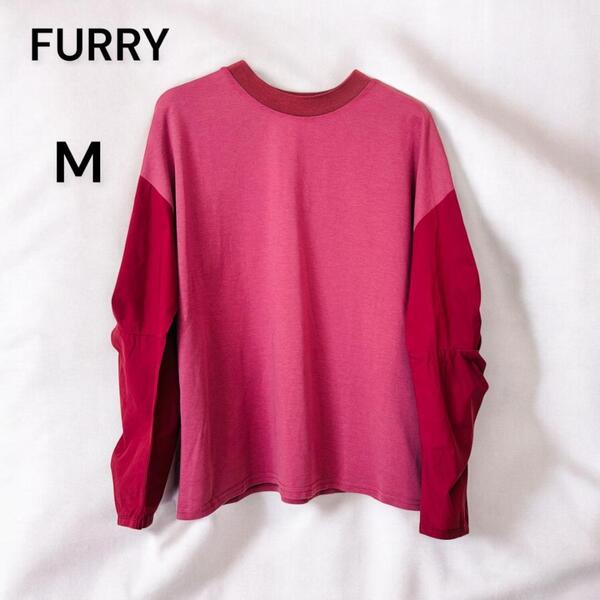 【美品・1点のみ】FURRY レッド ボルドー 長袖 トップス 袖デザイン M