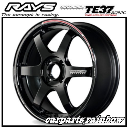 ★RAYS/レイズ VOLKRACING ボルクレーシング TE37 SONIC TIME ATTACK EDITION 15×5.0J/5J 4/100 +44★ブラック/REDOT(KR)★新品 2本価格★