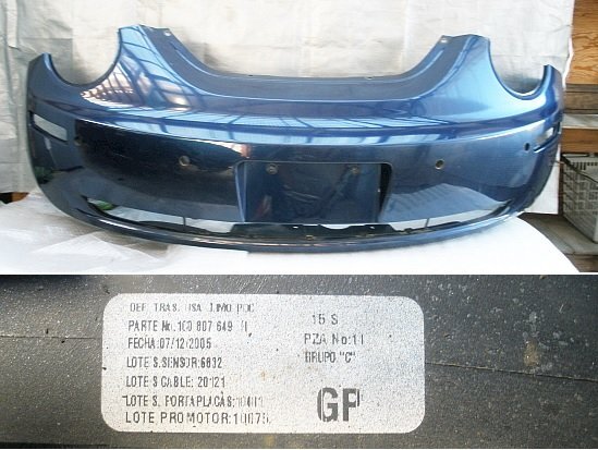 純正VWニュービートル9CAZJリアバンパーLD5Qシャドウブルーメタリック9C AZJパネル1C0 807 649 Hリヤバンパー1C0807649H右ハンドルRHD FDG