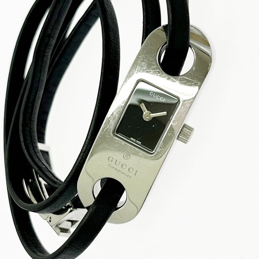 希少】GUCCI グッチ6100L ブレス 紐 白文字盤 レディース 腕時計