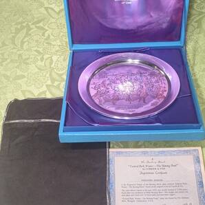 126-2 ヴィンテージ 1973年 Danbury Mint Sterling Silver 925 skating pond プレート 模様は24金使用 20.2cm 243g ケース入り