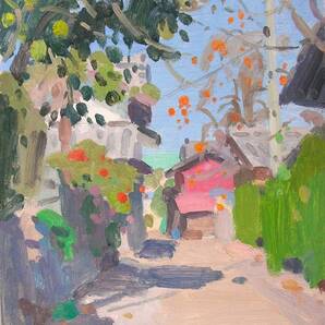 〈真作〉菊地洋二「 甲斐路の秋 」油彩F4号◆1993年作◆朝日新聞厚生文化事業団シール◆一水会会員