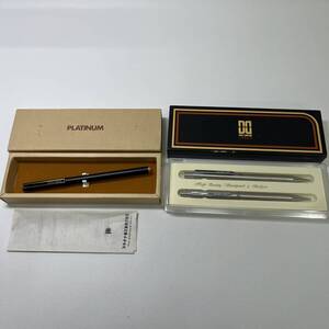 #3664 PLATINUM プラチナ ボールペン DAKS SIMPSON シャープペン2本 まとめ 箱・ケース付き 筆記動作未確認 文具 筆記用具 現状保管品