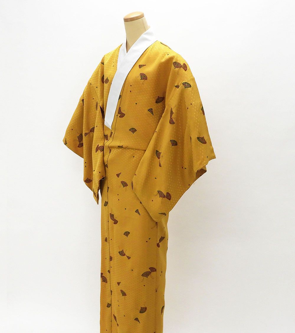 長襦袢 未着用美品 正絹 扇面四季花模様 身丈150.5cm 裄丈68.5cm 長襦袢 未使用 新古品 着物 i4002