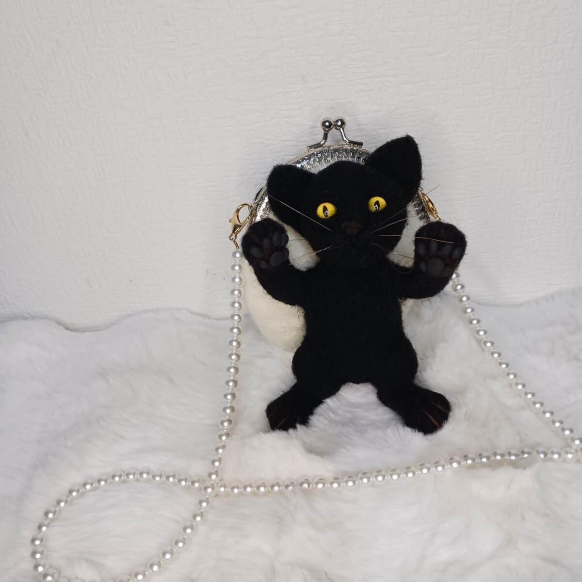 Yahoo!オークション -「黒猫」(羊毛フェルト) (ぬいぐるみ)の Yahoo!オークション -「黒猫」(羊毛フェルト) (ぬいぐるみ)の