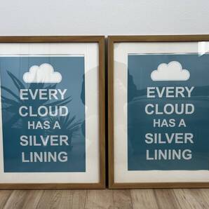 ポスター フレームセット EVERY CLOUD HAS A SILVER LININGウッド ナチュラル 北欧 シンプル ロゴ 文字 英語 ローマ字 グリーン