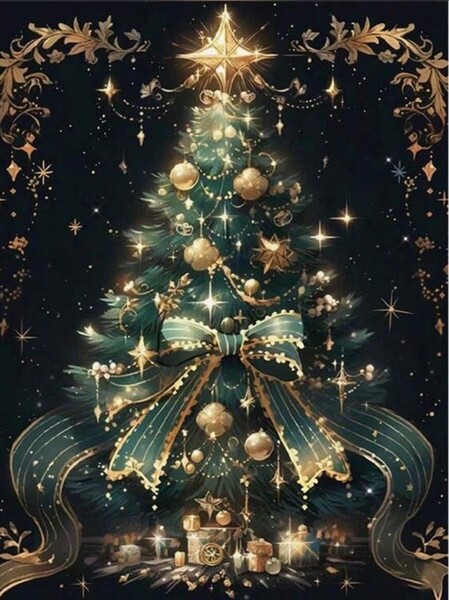 ダイヤモンドアート クリスマス クリスマスツリー ゴールド