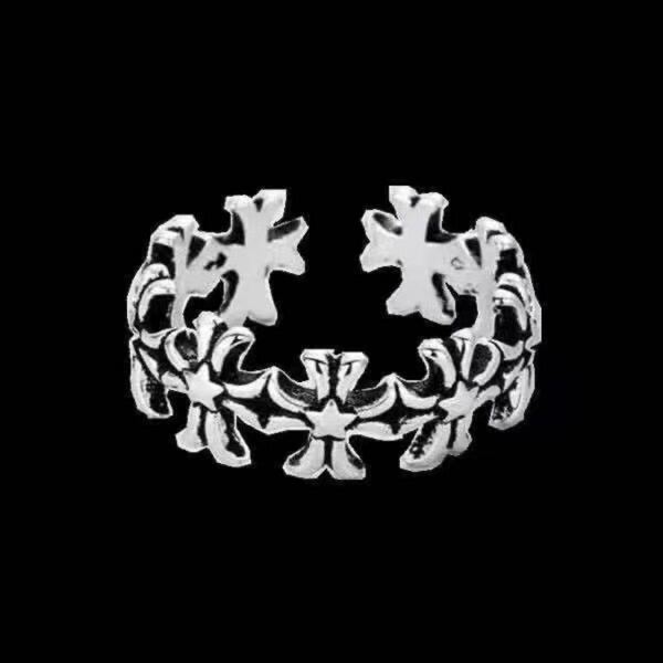 ホースシュー&クロス★タイプ8★クロス★リング★STYLISH&LUXURY! 十字架 リング シルバー 指輪 フリーサイズ フローラル スター