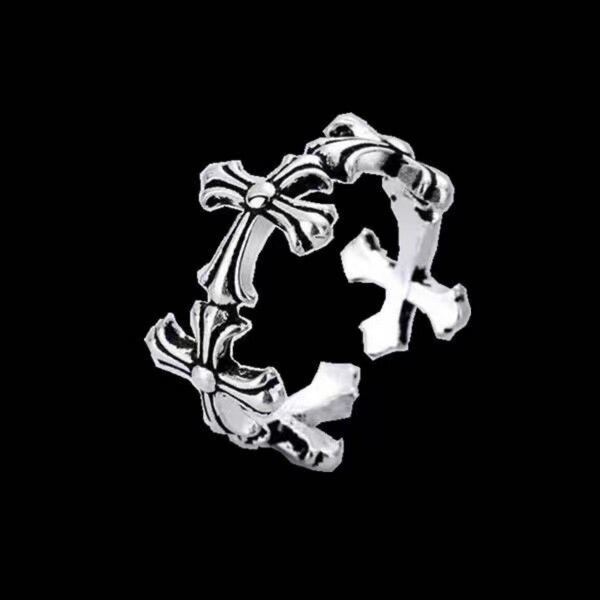 ホースシュー&クロス★タイプ5★クロス★リング★STYLISH&LUXURY! 十字架 クロス リング シルバー 指輪 フリーサイズ フローラル