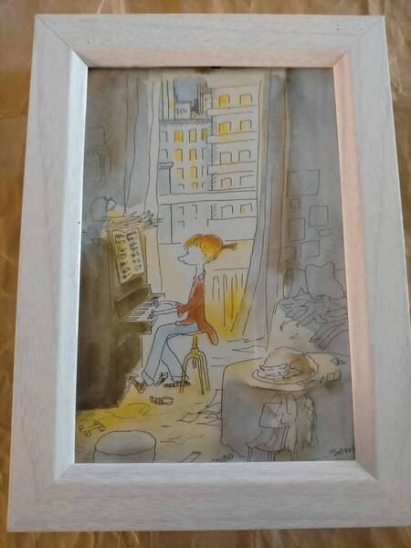 ジャン=ジャック・サンペ 絵はがき ポストカード 額装 ピアノ ピアニスト The Musicians by Sempe Jean-Jacques Sempe pianist POSTCARD